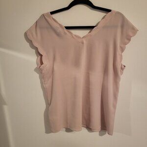 Express Blush blouse with scalloped edging
